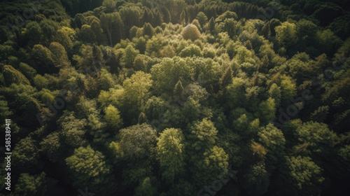 sunset in the forest created with Generative AI technology