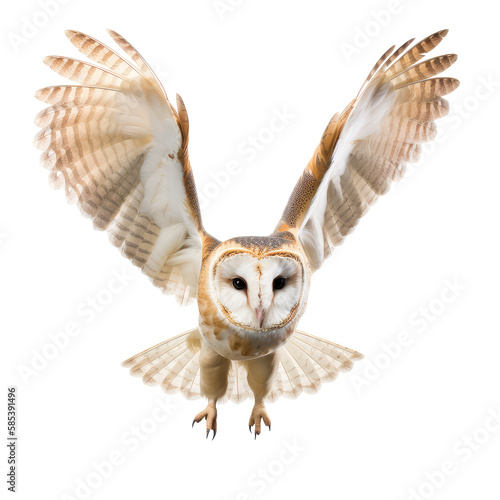 barn owl isolated on white background
