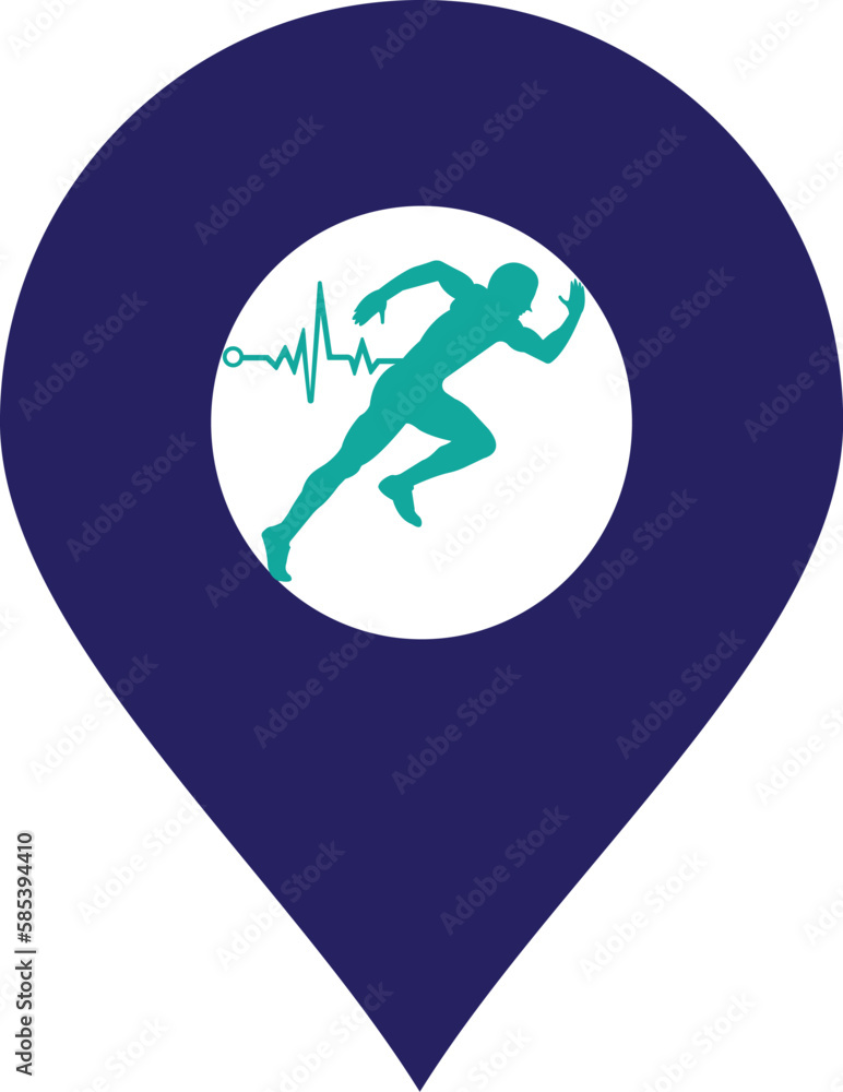 Pulse marathon logo design icon vector. Body Health Care Logo Design. Running man with line ecg heartbeat icon. Pulse marathon logo design icon vector. Body Health Care Logo Design. Running man with line ecg heartbeat icon.