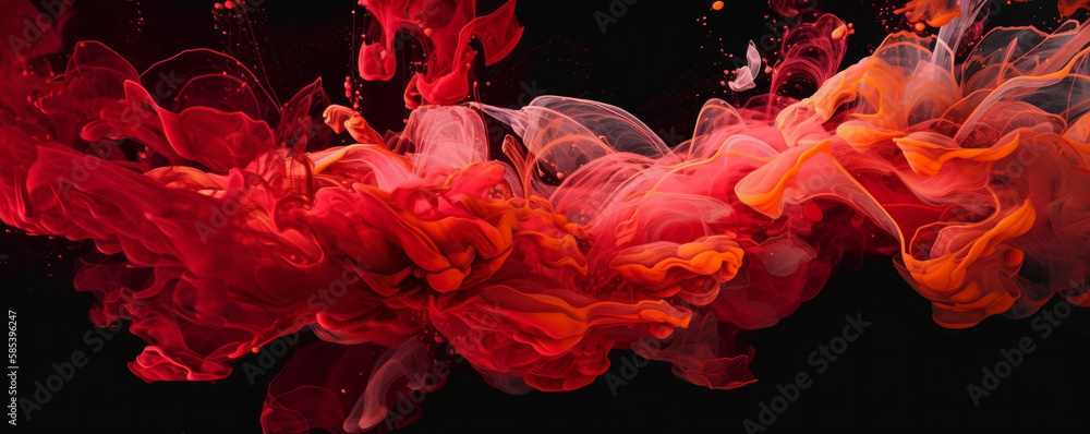 Abstract red colorful ink splash in water background . Generative AI Abstract red colorful ink splash in water background . Generative AI