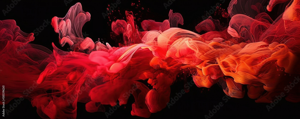 Abstract red colorful ink splash in water background . Generative AI Abstract red colorful ink splash in water background . Generative AI
