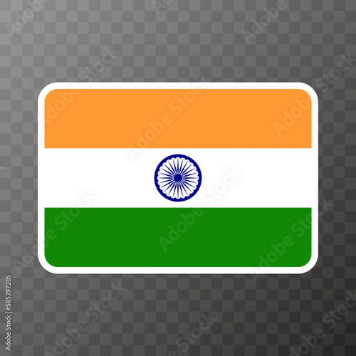 India flag, official colors and proportion. Vector illustration.