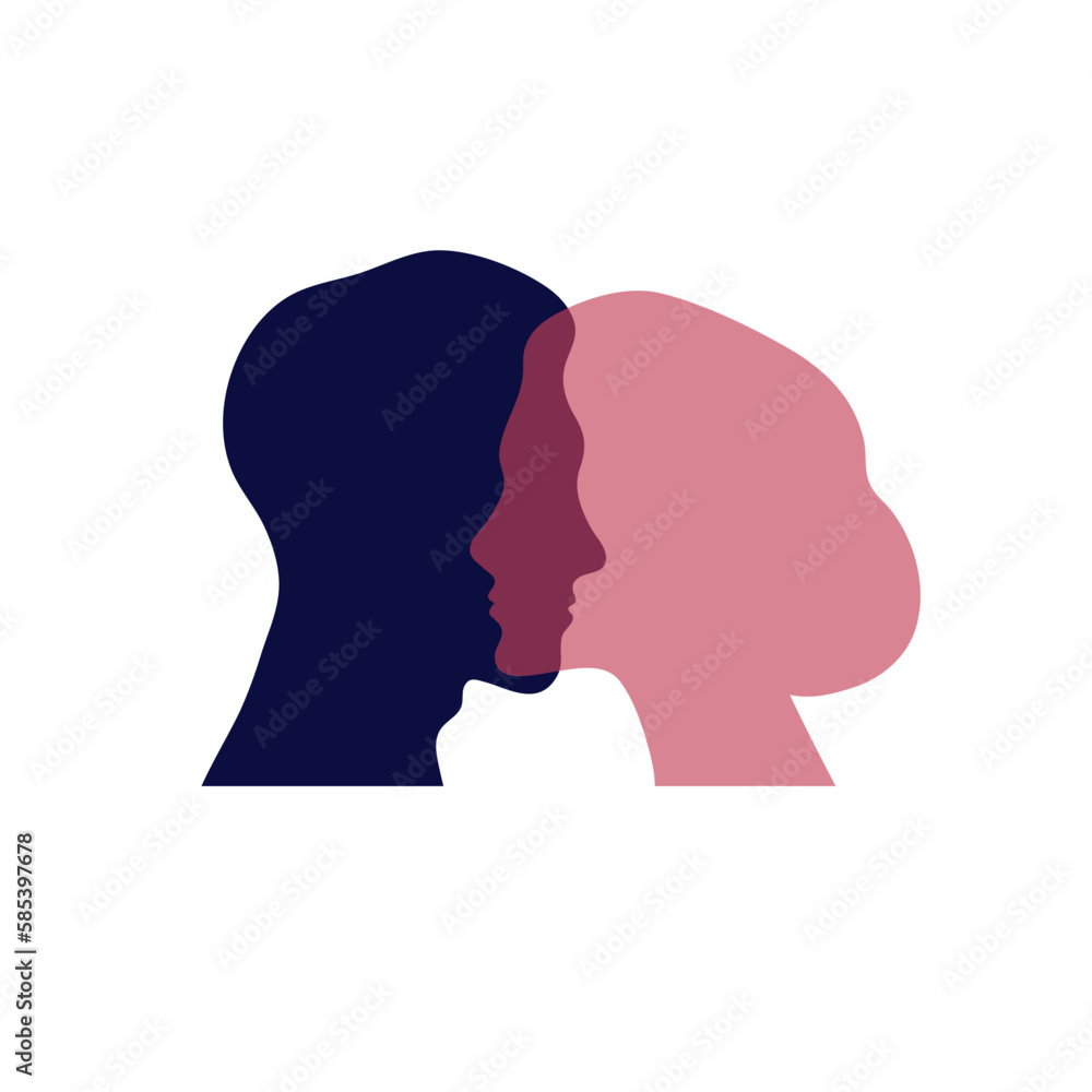 Faces of man and woman, girl and guy Faces of man and woman, girl and guy