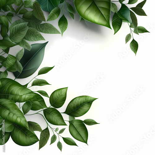 Green Leaves Banner. Generative AI