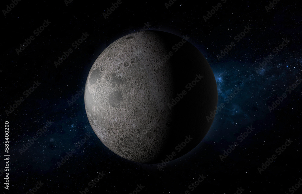 Fototapeta premium Full Moon. Bright lunar satellite of planet earth. High quality. Science wallpaper.