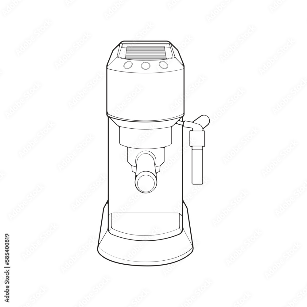 Coffee maker outline drawing vector, Coffee maker drawn in a sketch ...