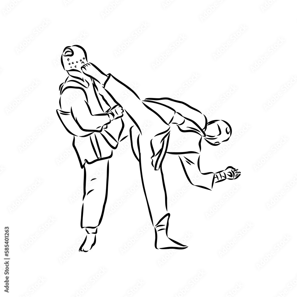 illustration of Taekwondo. Hand drawn. taekwondo vector illustration of Taekwondo. Hand drawn. taekwondo vector