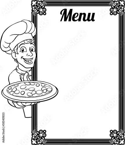 Pizza Chef Cook Cartoon Man...