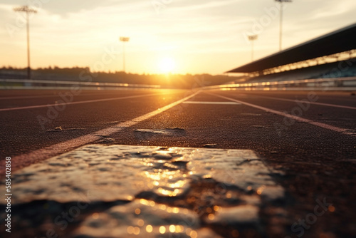 a race track closeup pavement early in the morning sunrise. generative ai  © pa-ka