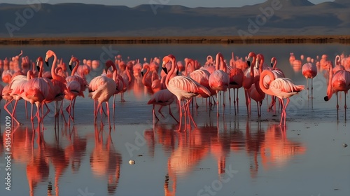 Flamingos überall created with generative AI technology