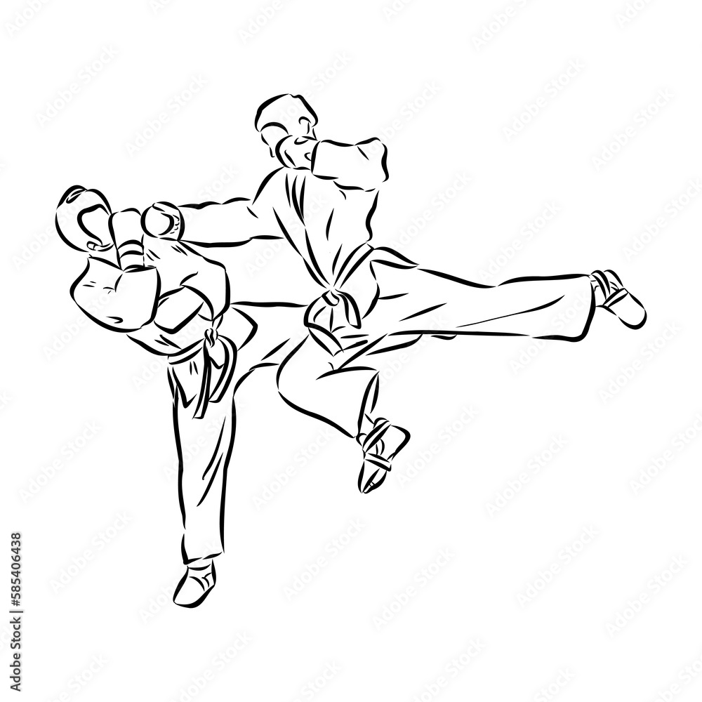 illustration of Taekwondo. Hand drawn. taekwondo vector illustration of Taekwondo. Hand drawn. taekwondo vector