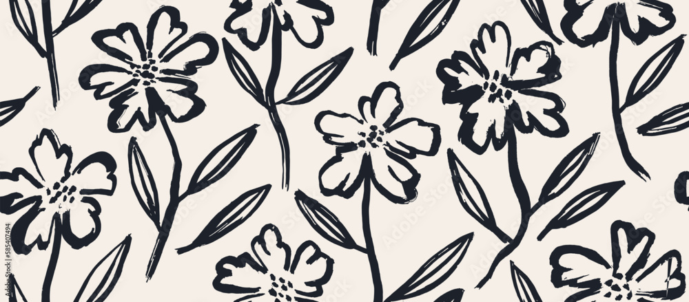 flowers hand drawn seamless pattern. ink brush texture.
flowers hand drawn seamless pattern. ink brush texture.