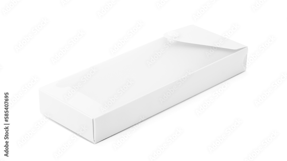 White plastic case for pen or stationery accessories isolated on white background White plastic case for pen or stationery accessories isolated on white background