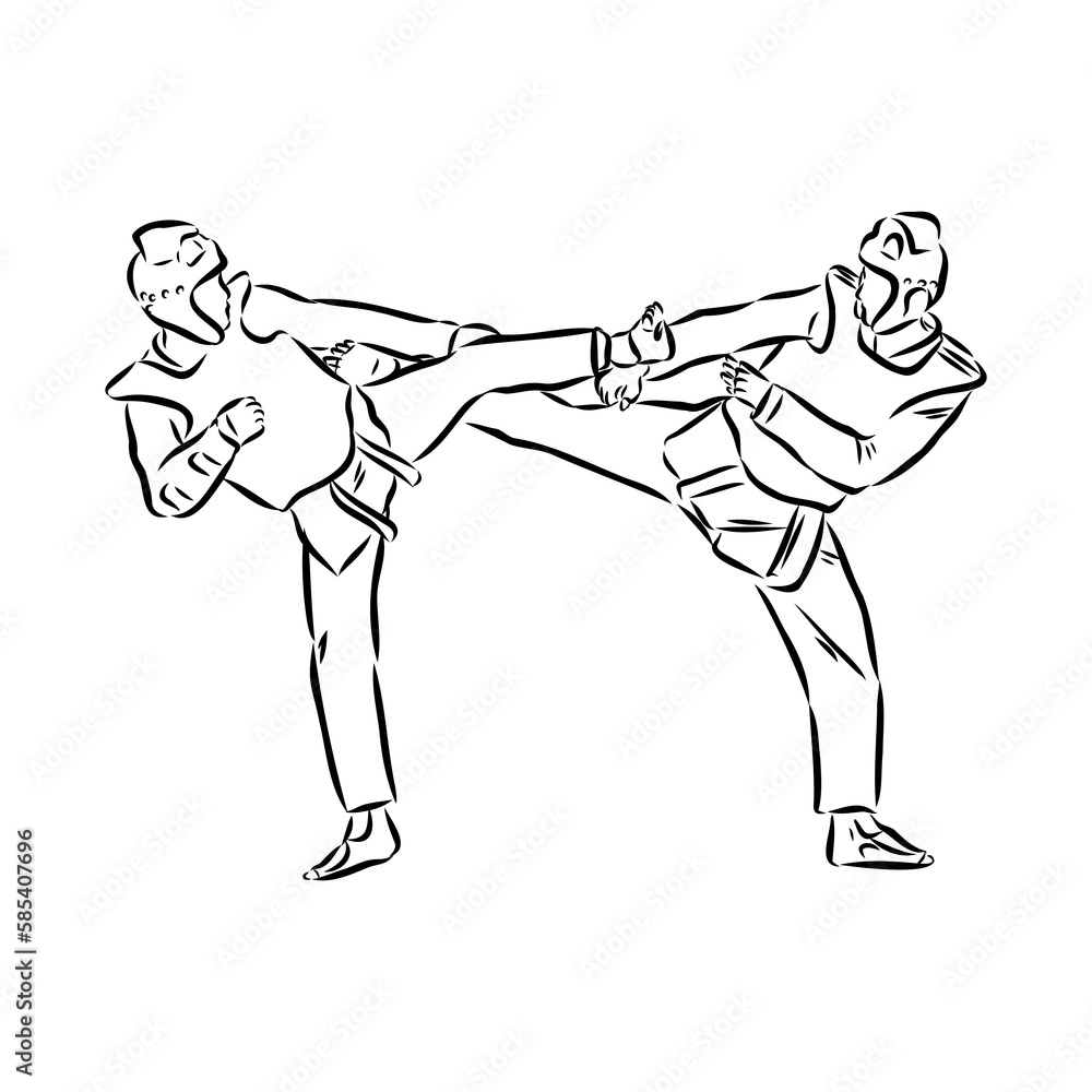 illustration of Taekwondo. Hand drawn. taekwondo vector illustration of Taekwondo. Hand drawn. taekwondo vector
