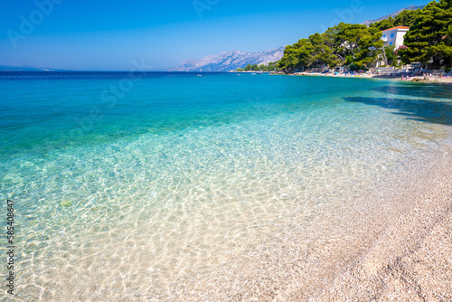 paradise beach in Brela on Makarska Riviera in Dalmatia in Croatia 