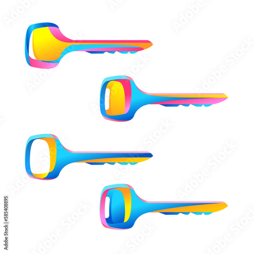 colorful keys, illustration, vector