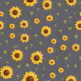 Sunflower,  oil paint tiles pattern texture seamless illustration flat