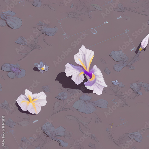Iris,  oil paint tiles pattern texture seamless illustration flat © Ruslan