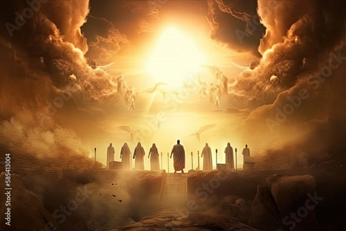 Judgement day. The return of Jesus Christ, New Testament, Hell and Heaven concept, generative AI