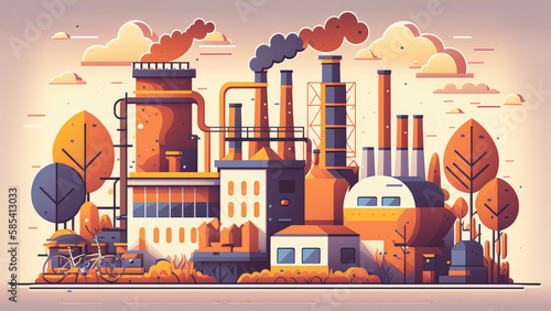Smart Factory vector style Illustration, generative ai
