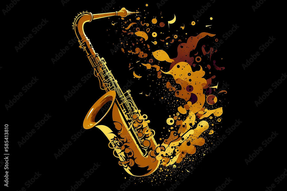 Naklejka premium Jazz saxophone player illustration for jazz poster generated by AI.