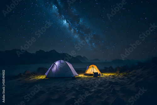 Camping under starry sky, Genertive AI