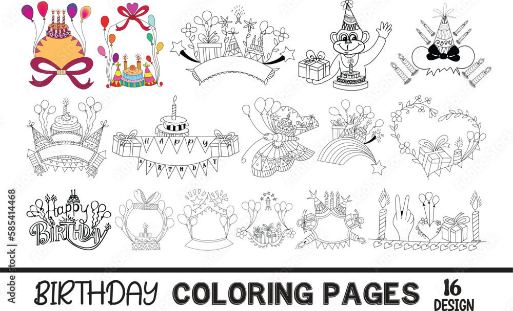 Birthday Colouring Pages Bundles