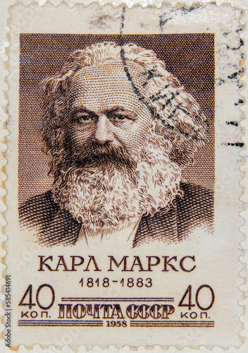 Karl Marx, a postage stamp of the Soviet Union issued in 1958