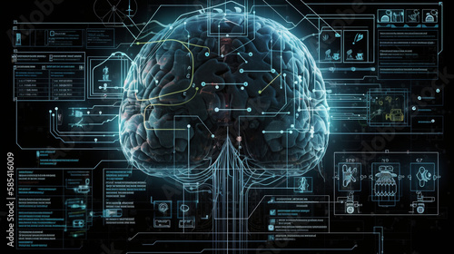 人工知能AIデジタル脳3Dイメージ