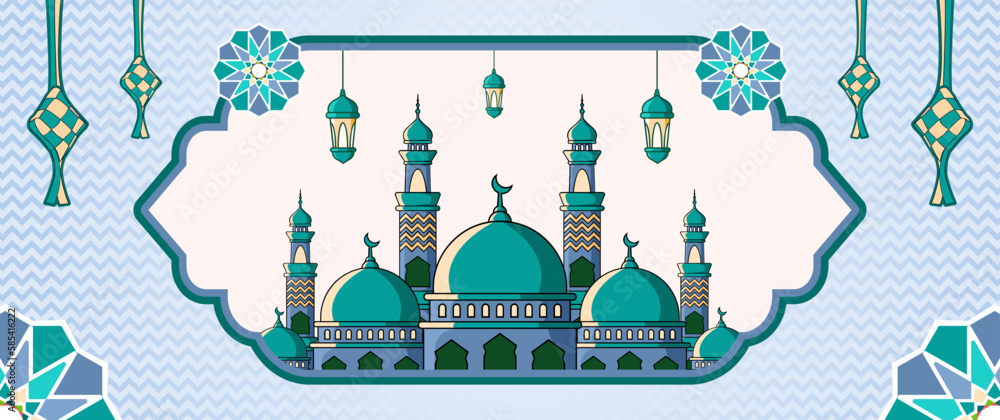 Islamic ornament template banner design for eid mubarak