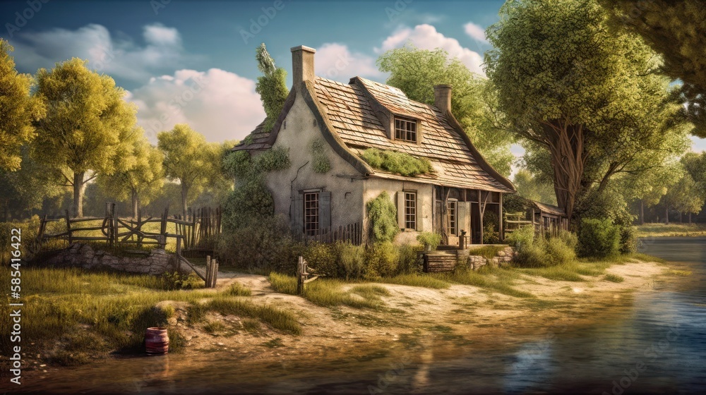 old cottage, created with generative AI