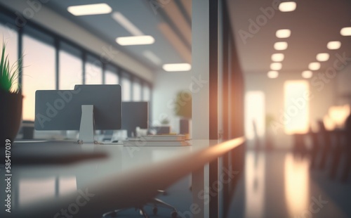 modern loft office interior with Beautiful blurred background of a light modern office 