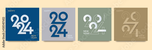 2024 new year design template with typography logo. minimalistic modern background for cover, banner and card