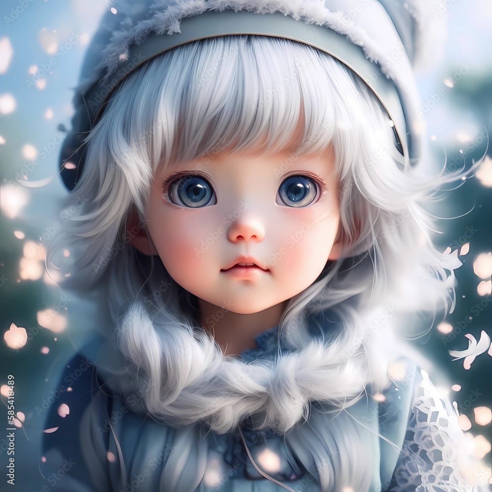 Anime girl little white , people, Background artwork digital art ...