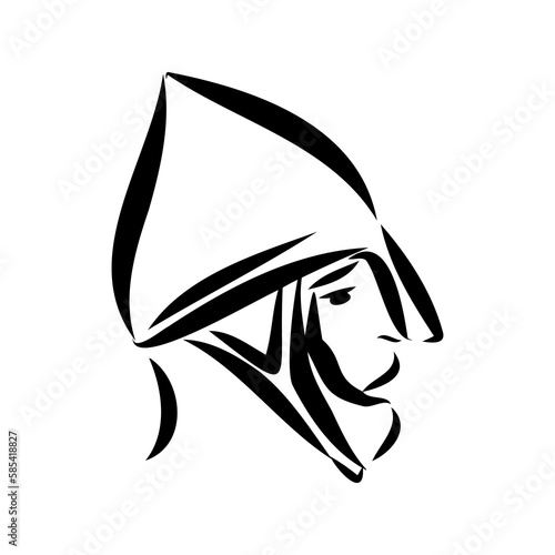 Knight armour engraving vector illustration. Scratch board style imitation. Black and white hand drawn image.