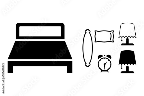 set of furniture. bed icons.