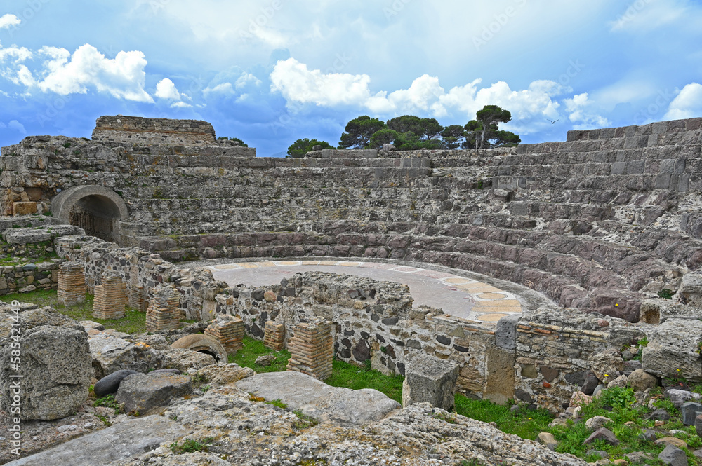 Ancient Phoenician and Roman archeological site of Nora, closeby Cagliari, on Sardinia, Italy