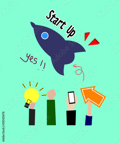 Business Start Up Concept for web page, banner, presentation, social media.