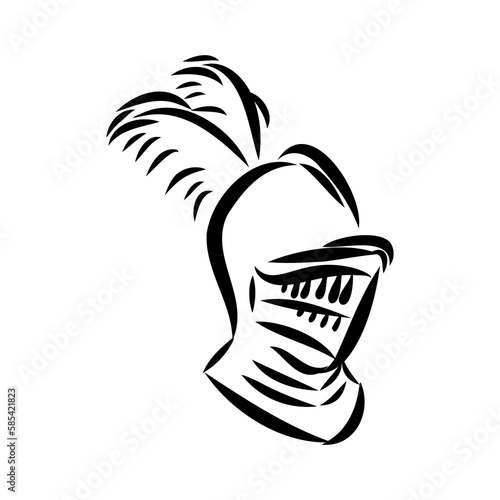 Knight armour engraving vector illustration. Scratch board style imitation. Black and white hand drawn image.