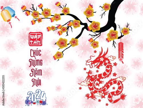 Lunar new year, vietnamese new year, Chinese New Year 2024 , Year of the Dragon