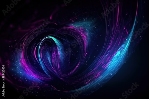 Abstract blue and purple dynamic background. Futuristic vivd neon swirl lines. Light effect.   Generative AI