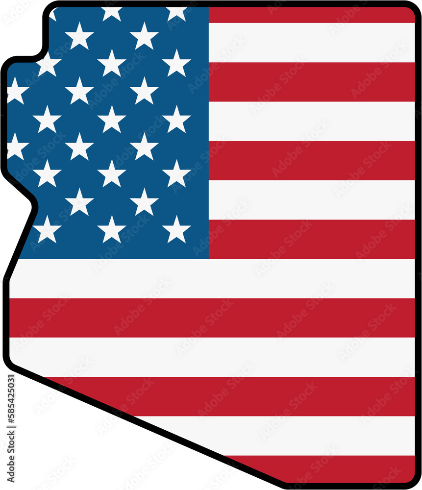Naklejka premium outline drawing of arizona state map on usa flag.