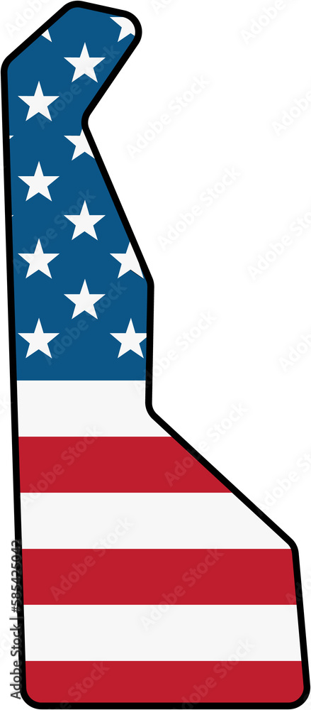 Fototapeta premium outline drawing of delaware state map on usa flag.