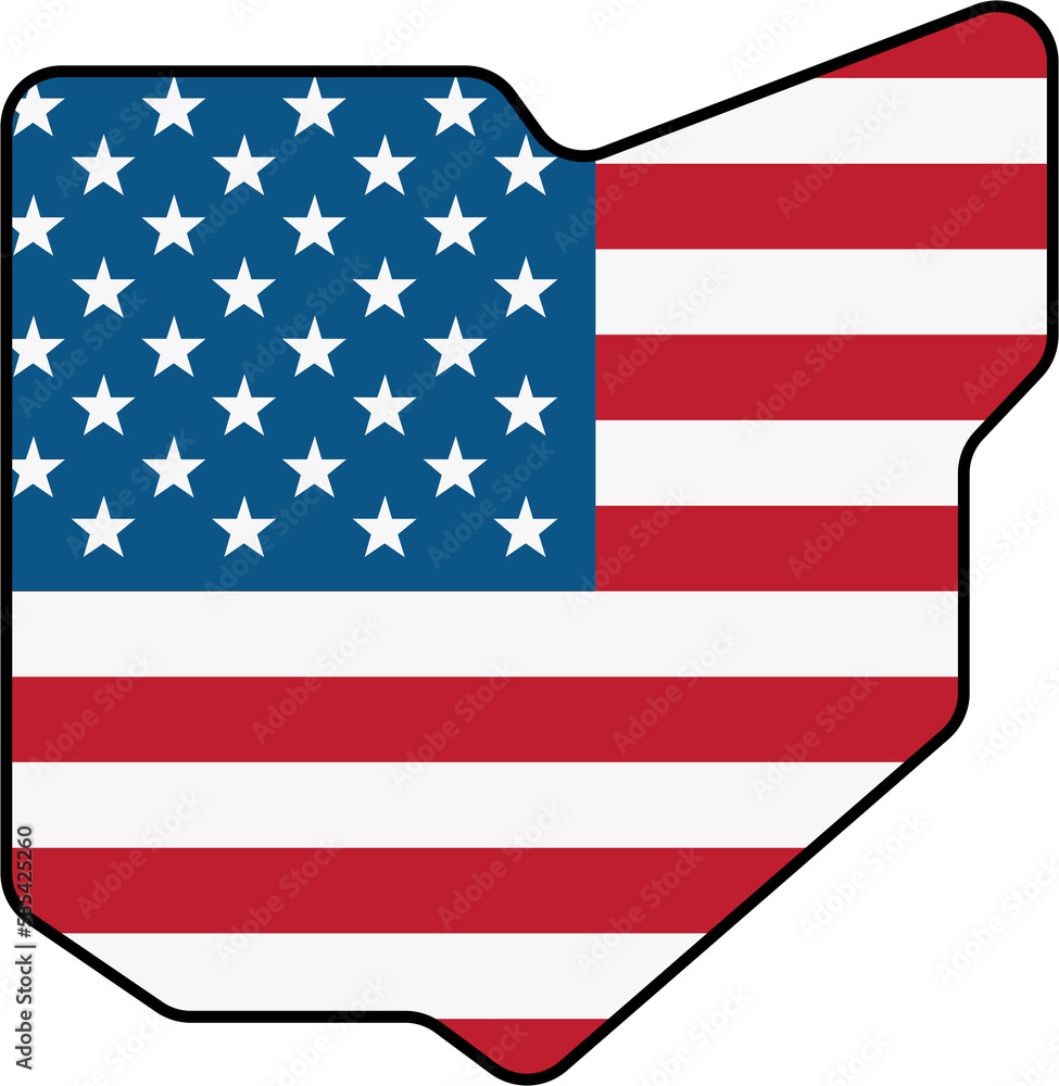outline drawing of ohio state map on usa flag. Stock Illustration ...
