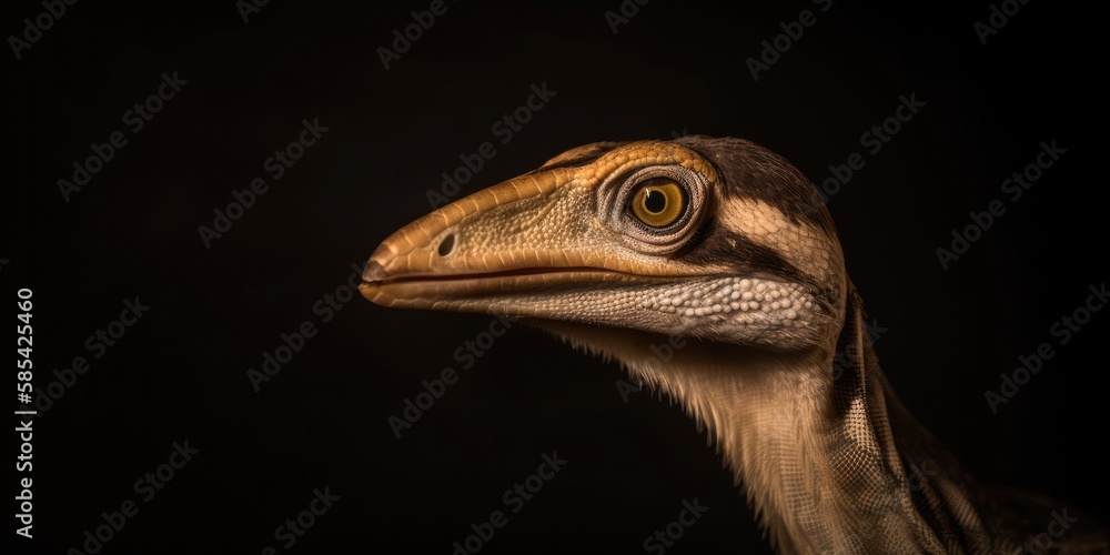 Realistic close up of a velociraptor dinosaur, raptor, extinct species, Generative AI Realistic close up of a velociraptor dinosaur, raptor, extinct species, Generative AI