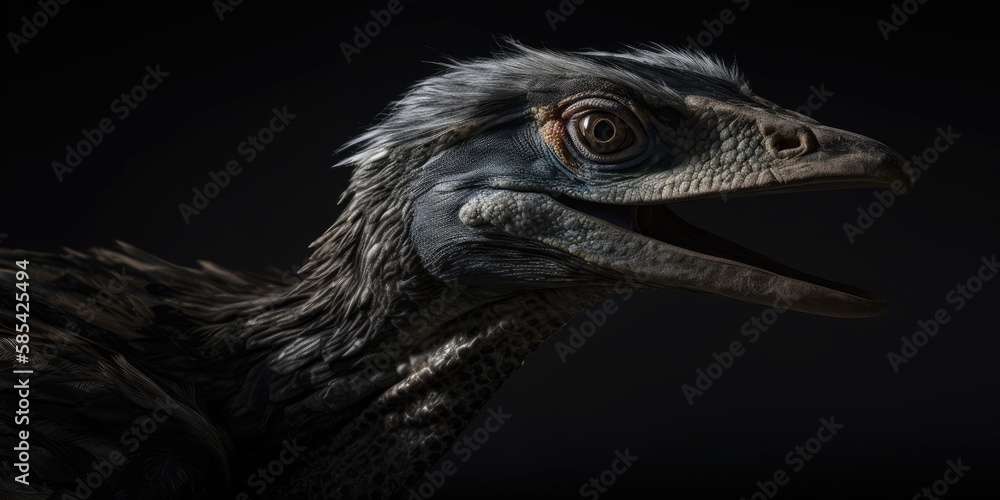 Realistic close up of a velociraptor dinosaur, raptor, extinct species, Generative AI Realistic close up of a velociraptor dinosaur, raptor, extinct species, Generative AI