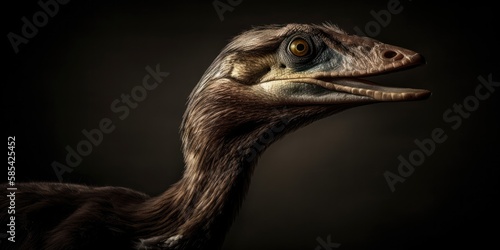 Realistic close up of a velociraptor dinosaur  raptor  extinct species  Generative AI
