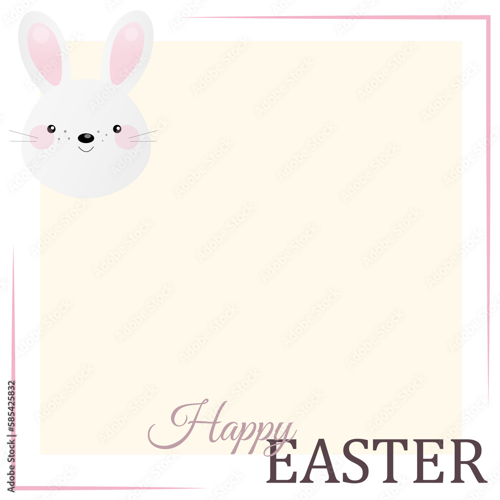 Obraz premium cute easter greeting card with painted eggs, rabbits and cakes