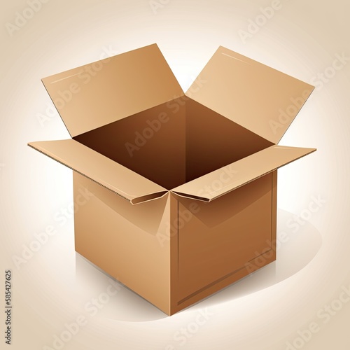 Open Cardboard Box Revealing Its Contents: A Three-Dimensional Package for Cargo or Transport. Generative AI