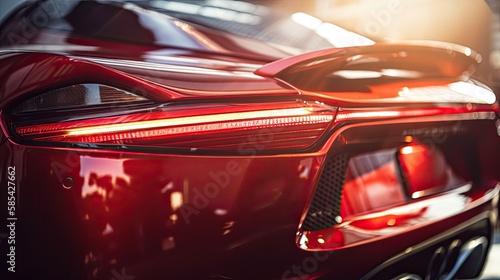 Red Luxury on the Road: A Detailed Look at an Expensive Automotive Illustration: Generative AI © AIGen